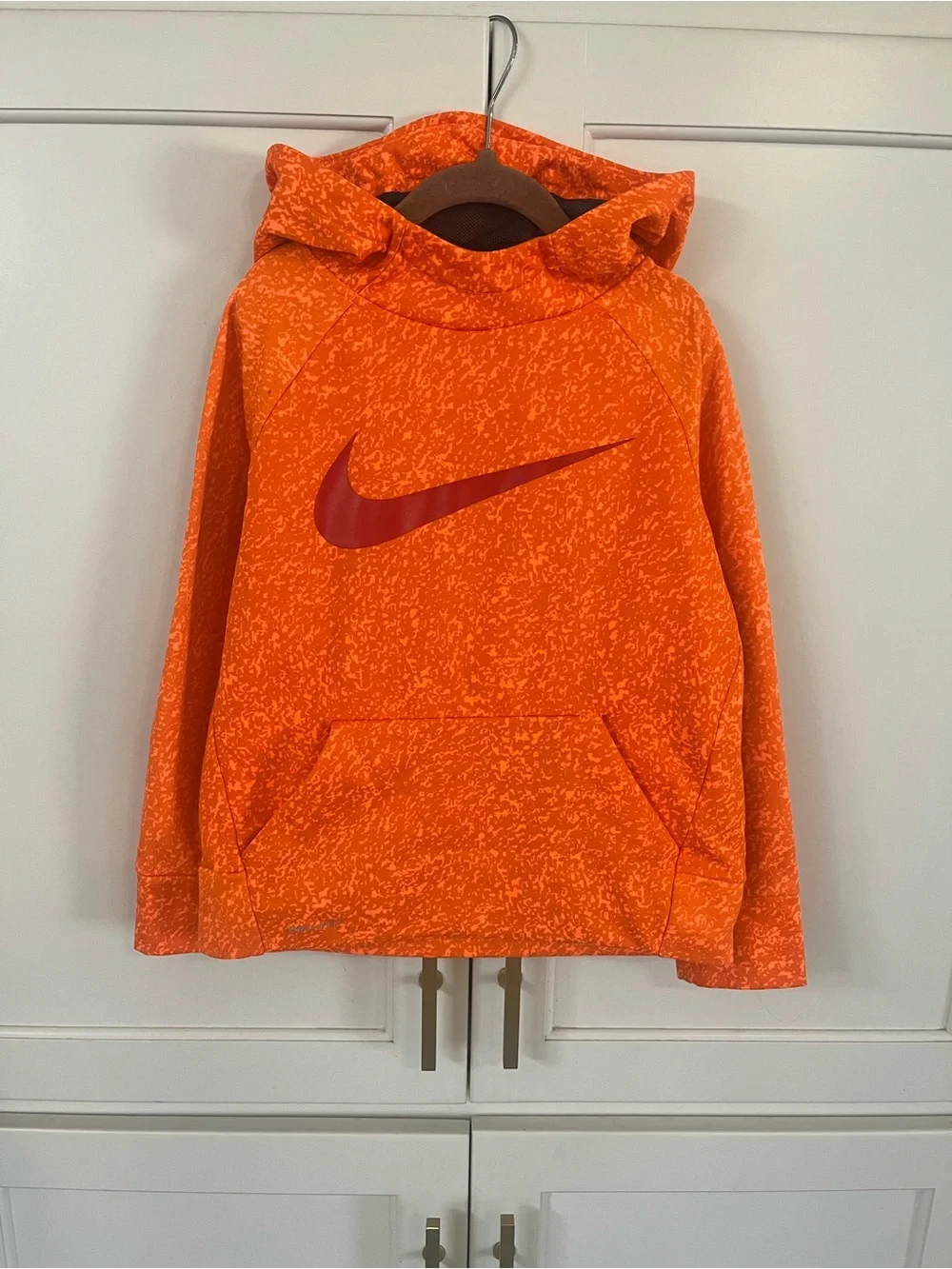 Nike Orange Kids' Hooded Sweatshirt with Red Swoosh